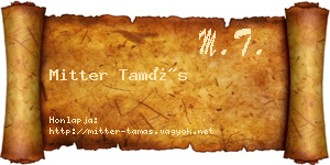 Mitter Tamás névjegykártya